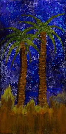 Midnight at the Oasis (Resin Coated Painted Glass) 36" x 60"