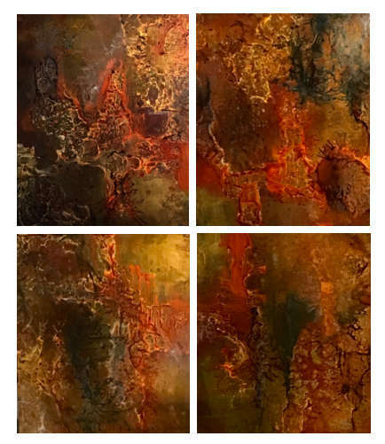 Four Ground (Resin Coated Painted Glass) 60" x 72"  (Quad) SOLD