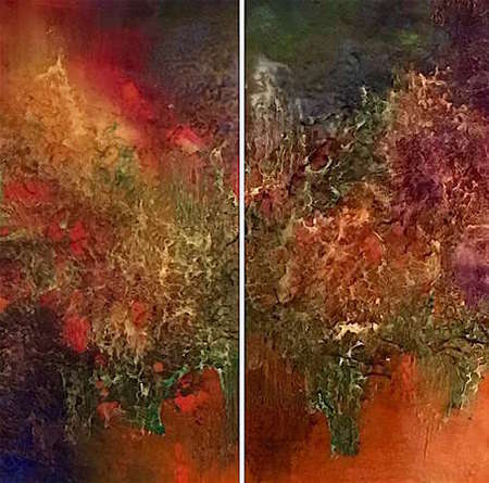 Untitled  (Resin Coated Painted Glass) 36" x 36" SOLD
(Diptych)  SOLD